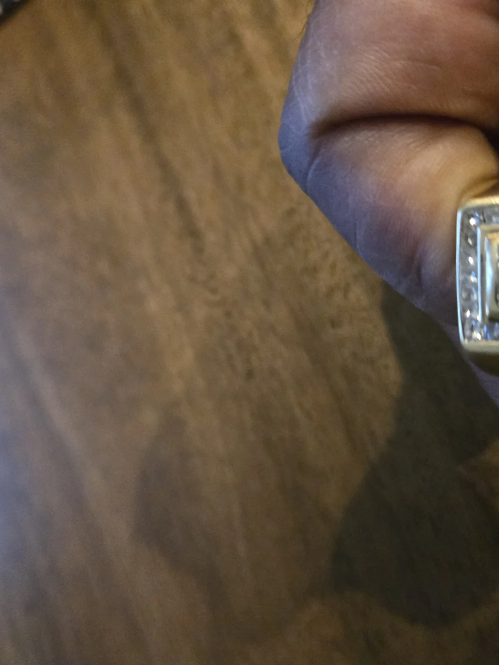 Men's Silver-Tone Ring with Clear Center Stone and Pavé Accents